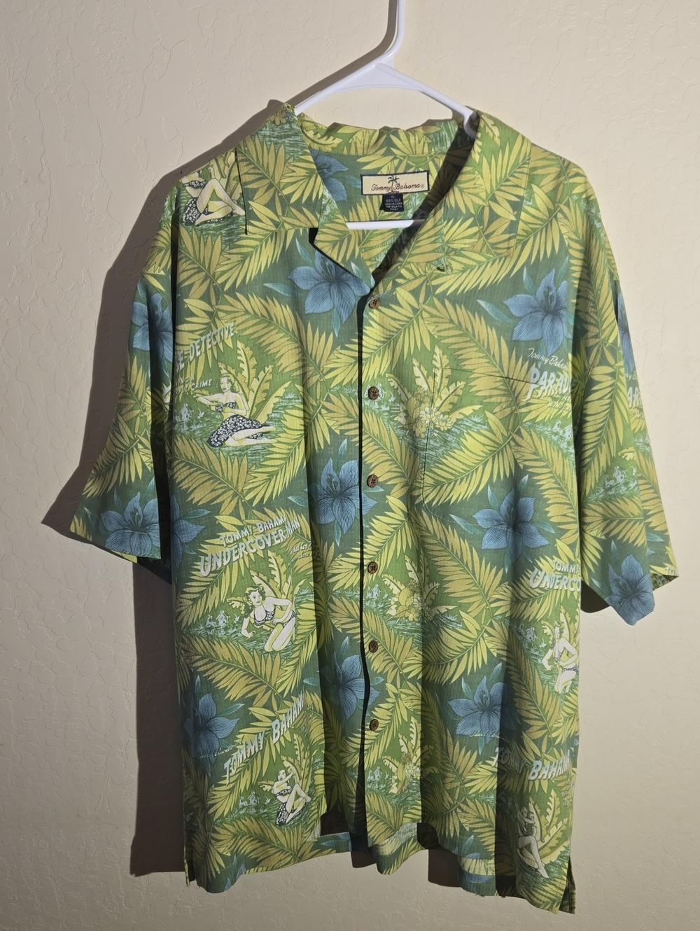 Tommy Bahama Green Tropical Leaf & Blue Floral Camp Shirt
